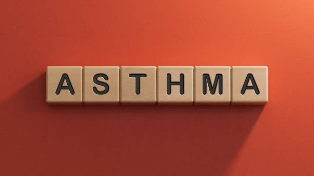 asthme - texte sur cubes en bois.3d rendu sur fond rouge. - inhalation anthrax photos et images de collection