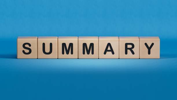 istock SUMMARY word written on wood cubes.3D rendering on blue background. 1653837352