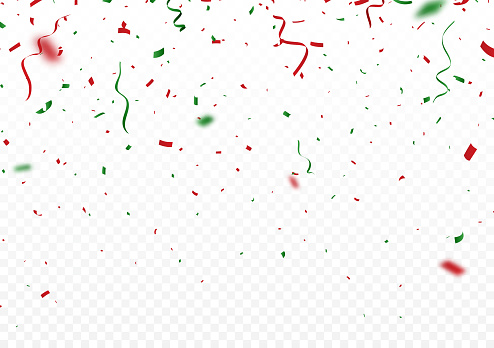 Vector Illustration of Christmas celebration confetti banner, green and red, isolated on white background

eps10