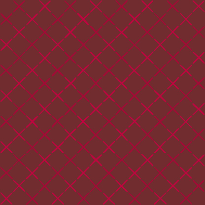 diagonals from hand drawn crosses. maroon repetitive background. vector seamless pattern. retro stylish texture. geometric fabric swatch. wrapping paper. continuous design template for linen, home decor