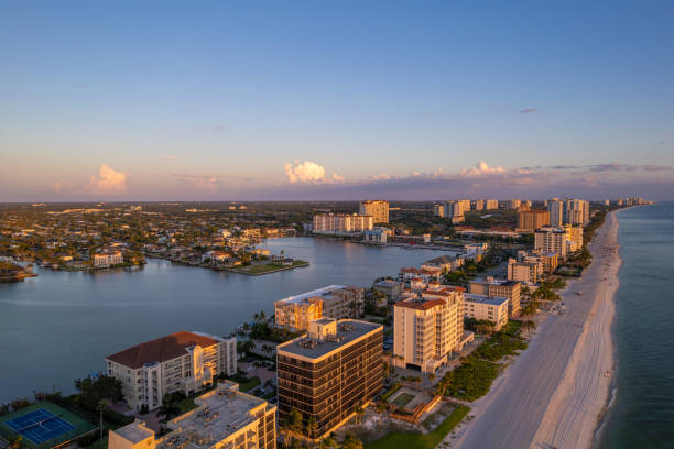 istock Aerial drone photo Naples Vanderbilt Beach Florida, at sunset 1654052608