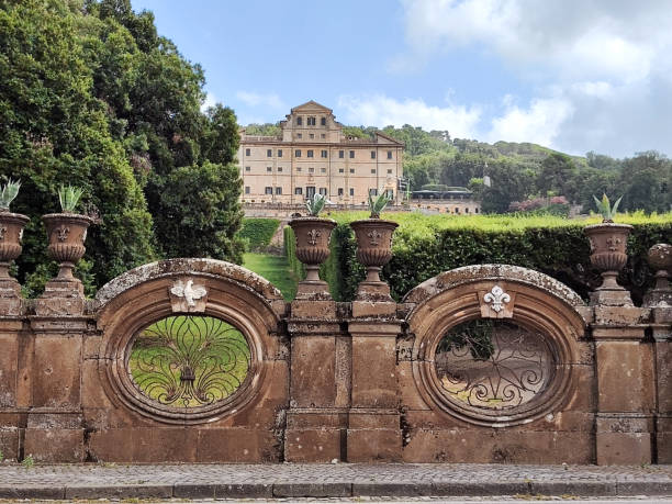 Facade of a mansion and tree  in Rome Italy
