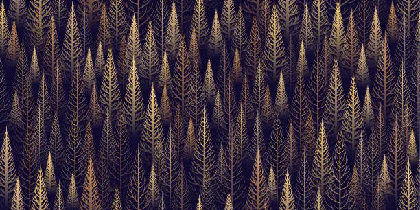 Vector illustration of Seamless golden autumn forest background