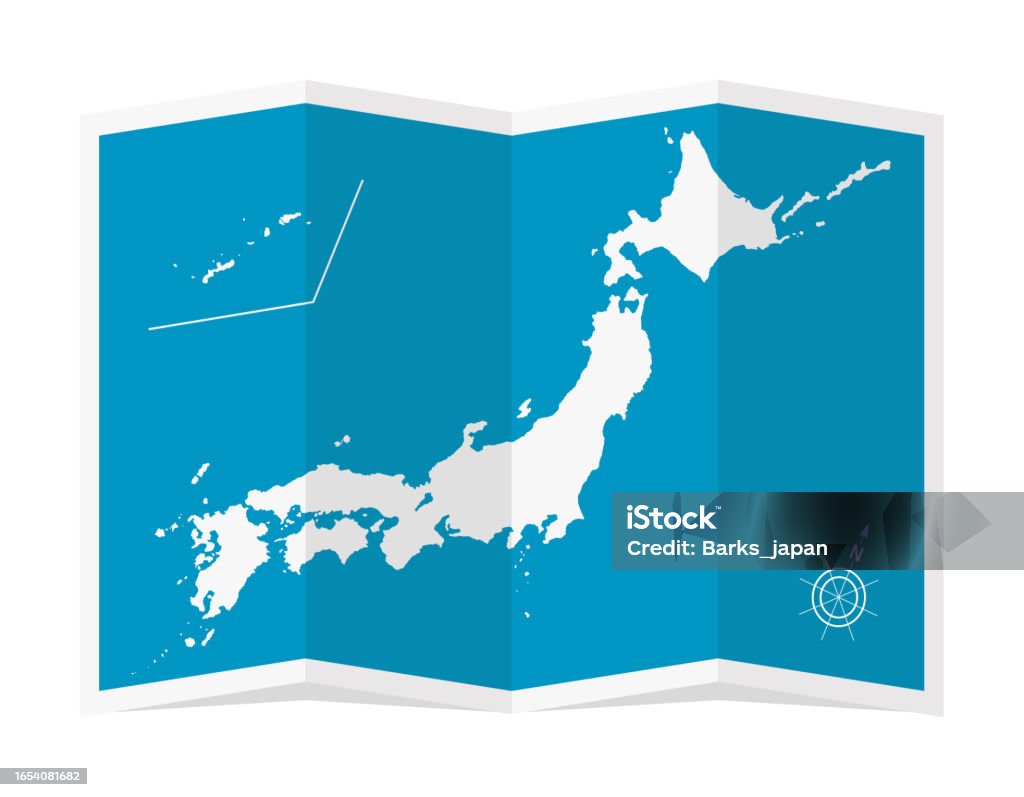 Inverted Japan Map Vector Illustration Of Fourfold Japan Map Stock Illustration - Download ...