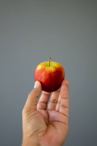 istock Close up hand holding apple 1654144756