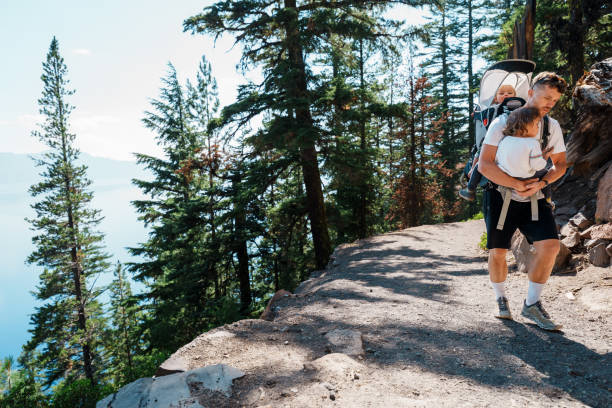 istock Father hiking with two children 1654168279