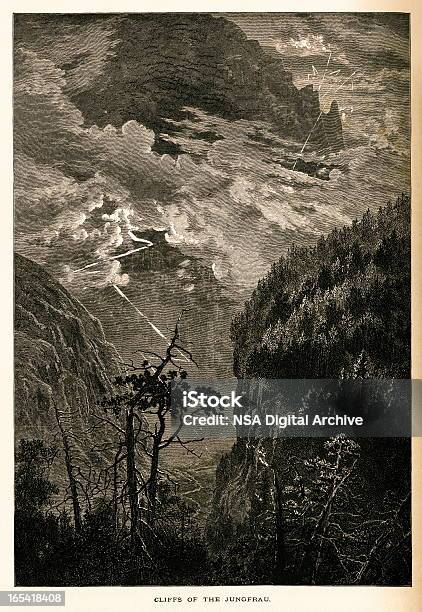 Scogliere Di Jungfrau Legno Antico Svizzera - Immagini vettoriali stock e altre immagini di Cultura svizzera