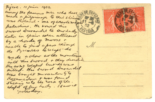 Descriptive postcard from Figeac, France, 1932