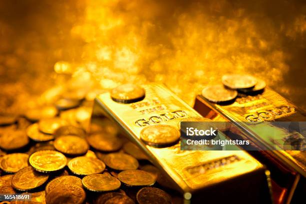 Gold Bars And Coins Stock Photo - Download Image Now - Gold - Metal, Gold Colored, Ingot