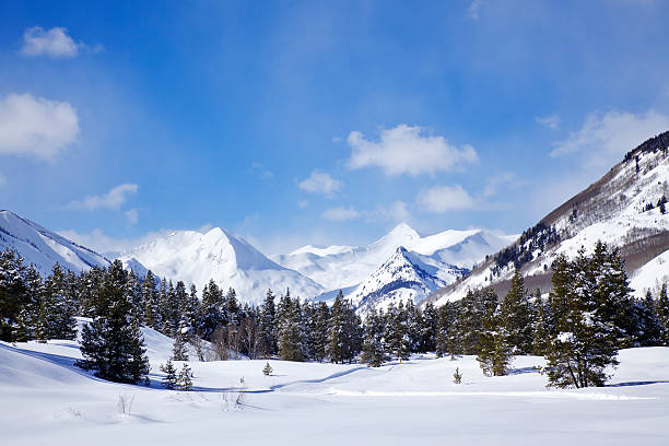 Winter Wonderland The peaks around Crested Butte, Colorado are covered in snow! deep snow stock pictures, royalty-free photos & images