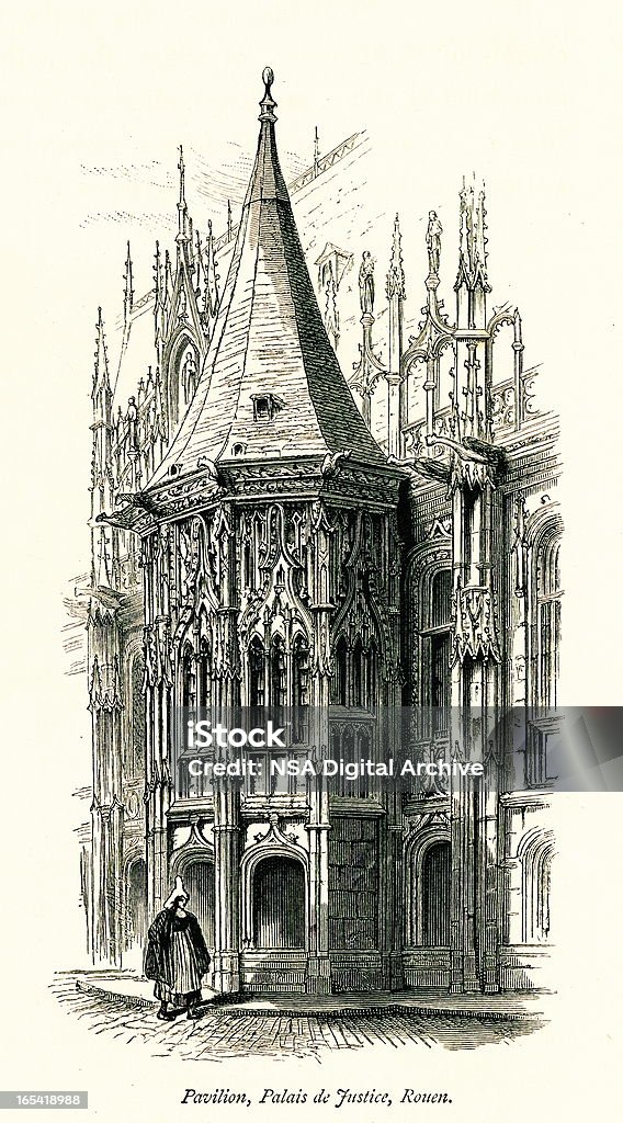 Pavillon du Palais de Justice, Rouen, France - Illustration de Style gothique libre de droits