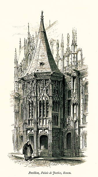 Pavilion of Palais de Justice in Rouen, Upper Normandy, France. Published in Picturesque Europe, Vol. III (Cassell & Company, Limited, 1875).