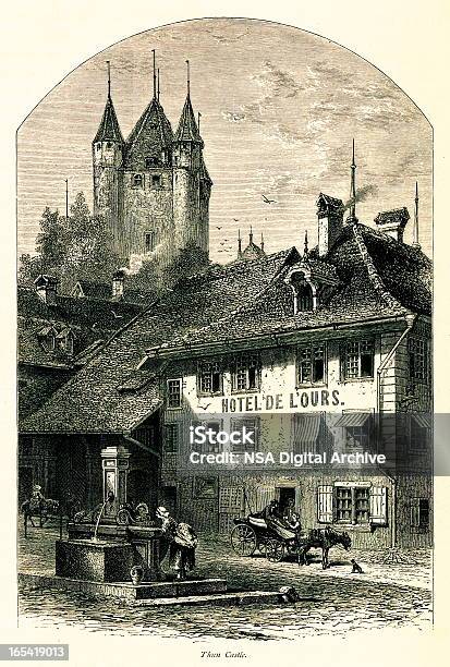 Château De Thun Suisse Je Antiquités Européennes Illustrations Vecteurs libres de droits et plus d'images vectorielles de Alpes européennes