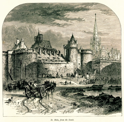 Saint-Malo, a port city in Brittany, France. Published in Picturesque Europe, Vol. III (Cassell & Company, Limited, 1875).