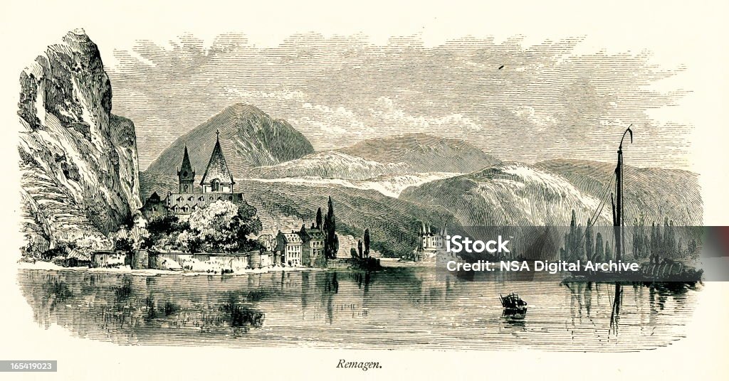 Remagen, Deutschland ich die antiken europäischen Illustrationen - Lizenzfrei Gravieren Stock-Illustration