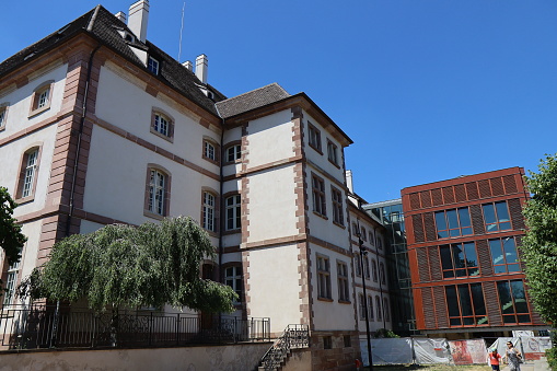 The Edmond Gerrer media library, exterior view, city of Colmar, Haut Rhin department, France