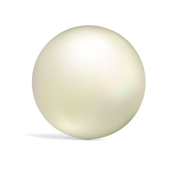 istock Realistic 3d glossy white sea pearl. Spherical beautiful 3d natural jewel gems, natural round shape, jewelry element, romance or love symbol. Vector illustration isolated on white background 1654196098