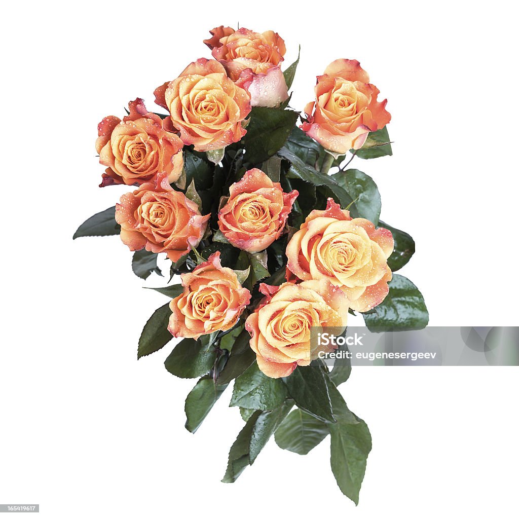 Ramo de rosas color rojo y amarillo flores de vista superior - Foto de stock de Amarillo - Color libre de derechos