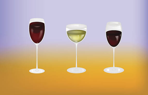 Vector wineglasses with red and white wine Vector wineglasses with red and white wine. Vector illustration. EPS-10. Transparency and masks used. carouse stock illustrations