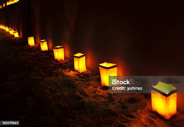 Luminarias At Christmas Stock Photo - Download Image Now - Luminaria, Bag, Candle