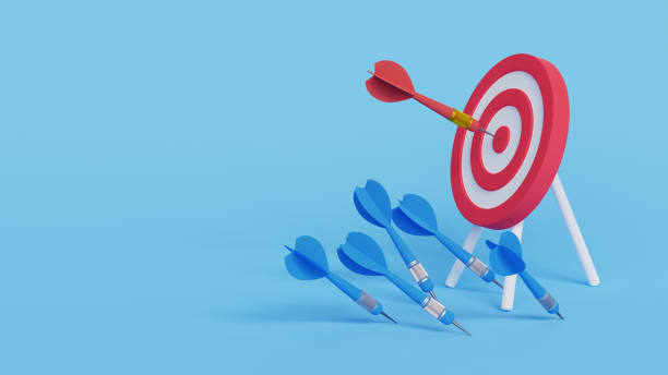 istock Success after many failures concept, Failure gives experience and makes you successful, Archery target ring with one hitting and many missed arrows. 3d illustration 1654203006