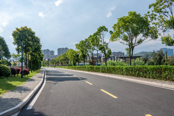 istock Greening and transportation road outside the hotel 1654204784