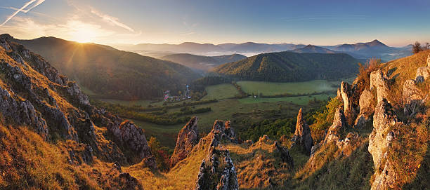 istock Spring mountain panorama in Slovakia with sun 165421000