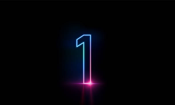 istock Abstract sports Light out technology and with number one glowing in the dark, pink blue neon light Hitech communication concept innovation background,  vector design 1654213567