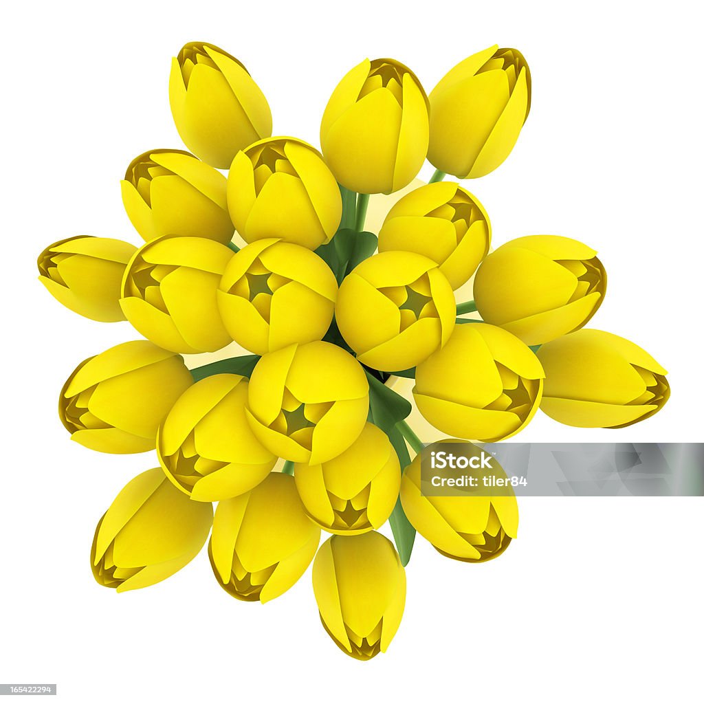 top view bouquet of yellow tulips in vase isolated top view bouquet of yellow tulips in vase isolated on white background Bouquet Stock Photo