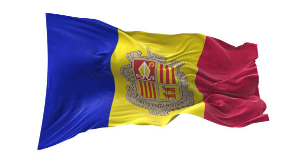istock Andorra flag waving isolated on white background. 1654225800