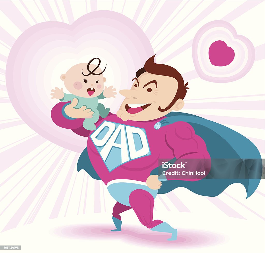 Super Dad & bebé - arte vectorial de Bebé libre de derechos