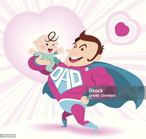 Ilustración de Super Dad Bebé y más Vectores Libres de Derechos de Bebé - Bebé, Padre, Superhéroe