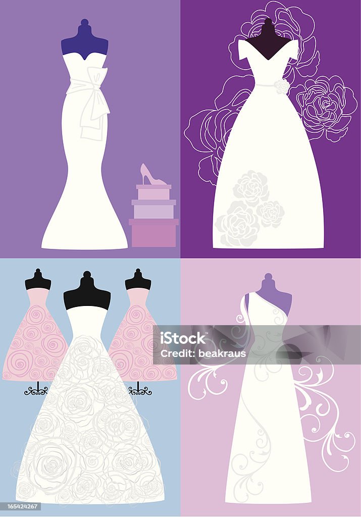 wedding dresses, bridal gowns, vector wedding gowns, bridal dresses, fashion illustration, vector set Adult stock vector