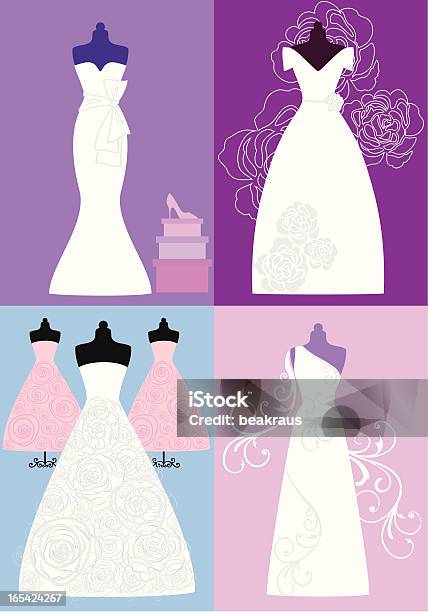 Wedding Dresses Bridal Gowns Vector Stock Illustration - Download Image Now - Adult, Black Color, Blue