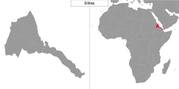 mapa erytrei i lokalizacja na mapie afryki - state of eritrea stock illustrations