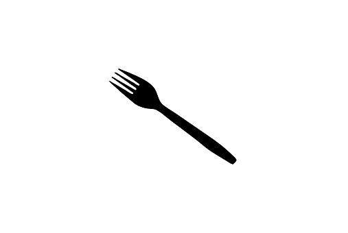 black plastic fork isolated on white background with clipping path