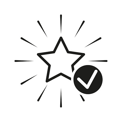 Review star icon. Value favorite, good evalutionicon symbol. Best valuation icon. Vector illustration. EPS 10. Stock image.