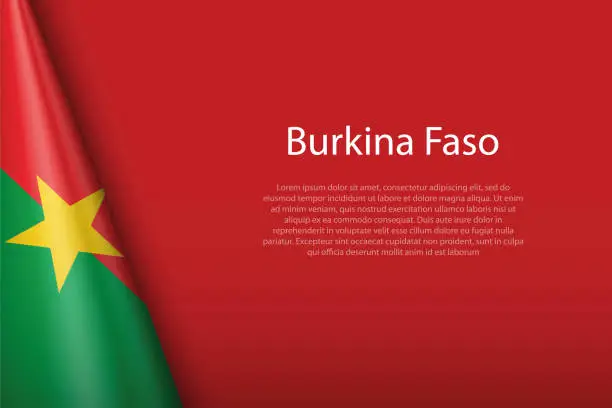 Vector illustration of national flag Burkina Faso isolated on background with copyspace
