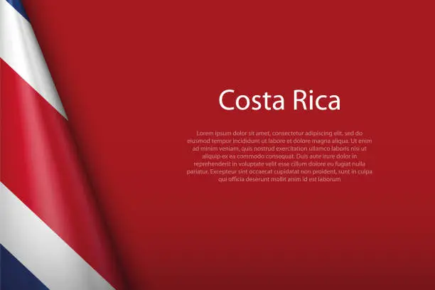 Vector illustration of national flag Costa Rica isolated on background with copyspace