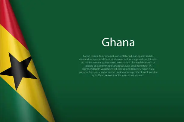 Vector illustration of national flag Ghana isolated on background with copyspace