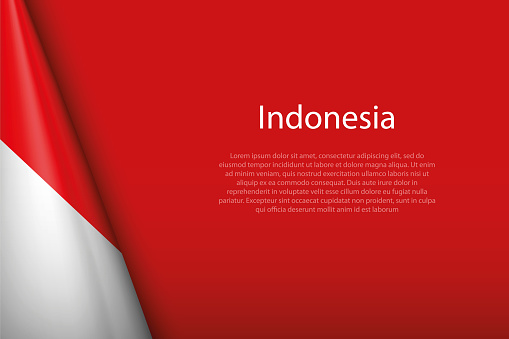 3d national flag Indonesia isolated on background with copyspace