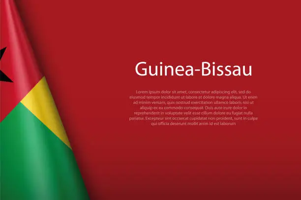 Vector illustration of national flag Guinea-Bissau isolated on background with copyspace