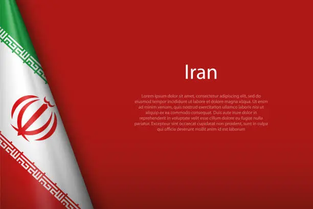 Vector illustration of national flag Iran isolated on background with copyspace