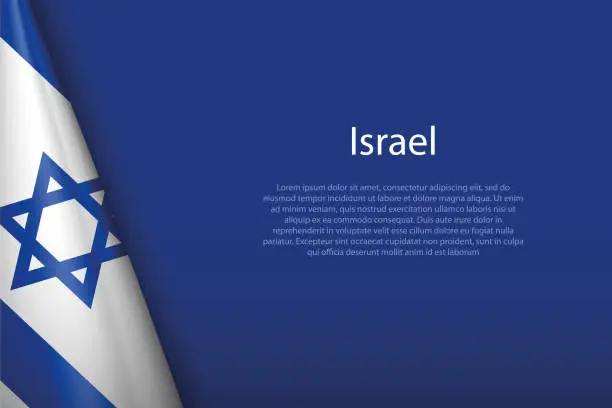 Vector illustration of national flag Israel isolated on background with copyspace