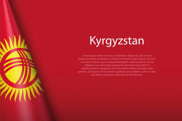 Vector illustration of national flag Kyrgyzstan isolated on background with copyspace