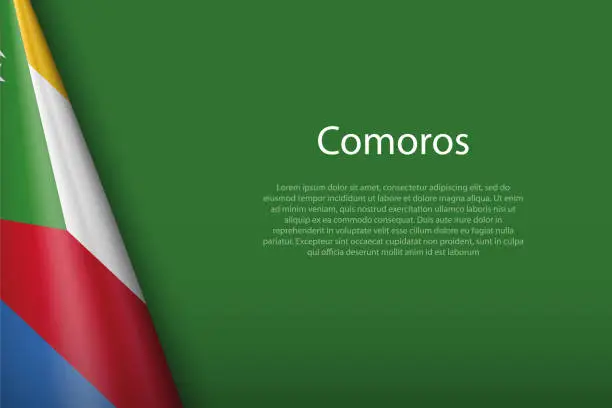 Vector illustration of national flag Comoros isolated on background with copyspace