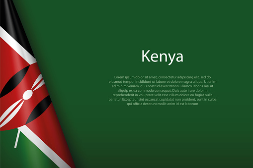3d national flag Kenya isolated on background with copyspace
