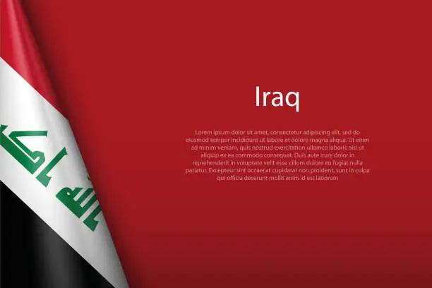 Vector illustration of national flag Iraq isolated on background with copyspace