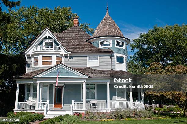 A Victorian Style Home With Wraparound Porch Stock Photo - Download Image Now - House, Victorian Style, Residential Building