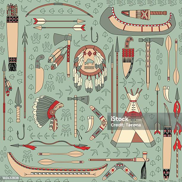 Seamless Pattern With Native American Attributes Stock Illustration - Download Image Now - Indigenous Peoples of the Americas, Archery Bow, Christopher Columbus - Explorer